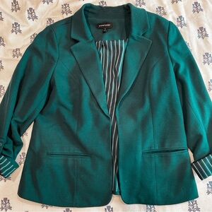 41 Hawthorn Green Open-Front Knit Blazer | Striped Lining | XL